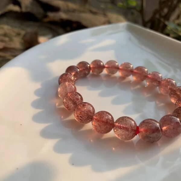 Bracelet en perles de quartz fraise