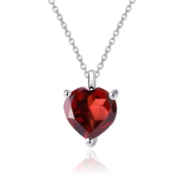 Pendentif coeur en argent et grenat