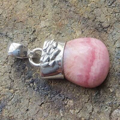 Pendentif en argent et Rhodonite