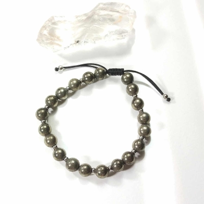 Bracelet ajustable en pyrite pour homme