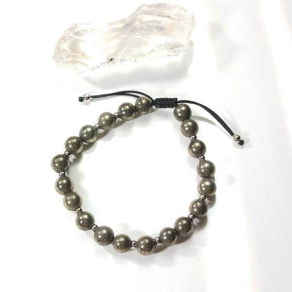 Bracelet ajustable en pyrite pour homme