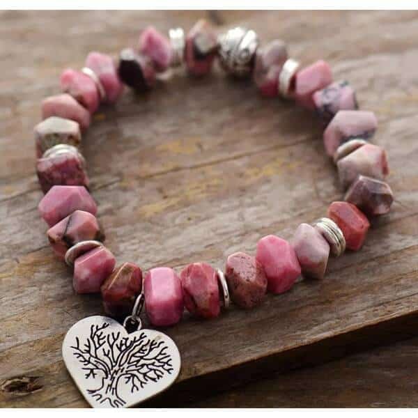 Bracelet baroque en pierres de rhodonite