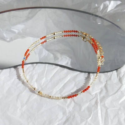 Bracelet de cheville avec citrine et cornaline