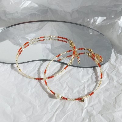 Bracelet de cheville avec citrine et cornaline