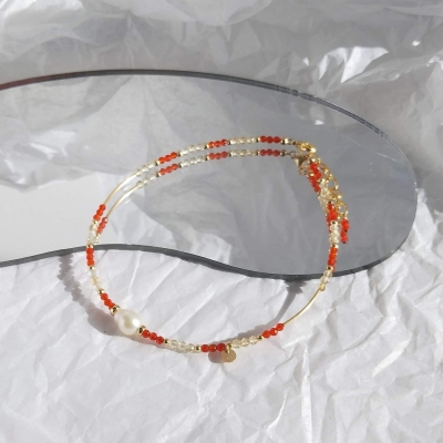 Bracelet de cheville avec citrine et cornaline