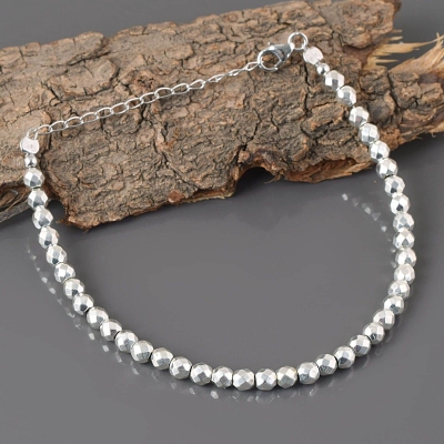 Bracelet en argent et pyrite argentée