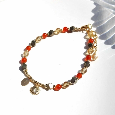 Bracelet en or avec pyrite, cornaline et citrine