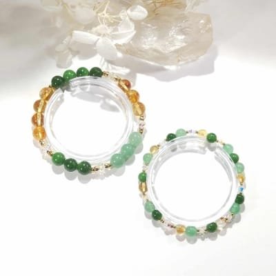 Bracelet en perles de citrine, aventurine et jade
