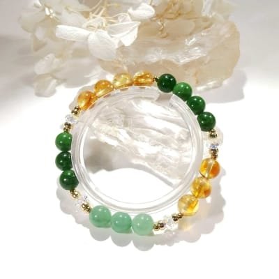Bracelet en perles de citrine, aventurine et jade