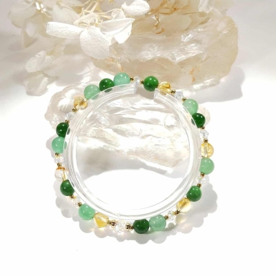 Bracelet en perles de citrine, aventurine et jade