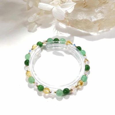 Bracelet en perles de citrine, aventurine et jade