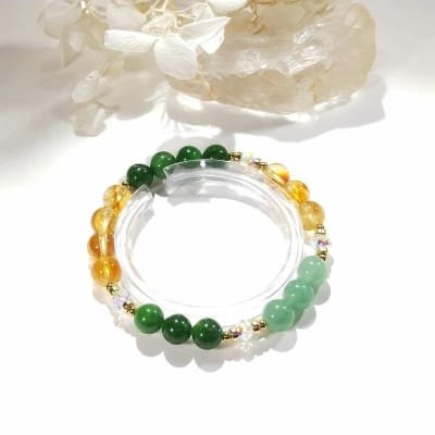 Bracelet en perles de citrine, aventurine et jade