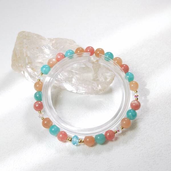 Bracelet en perles de rhodochrosite et d'amazonite