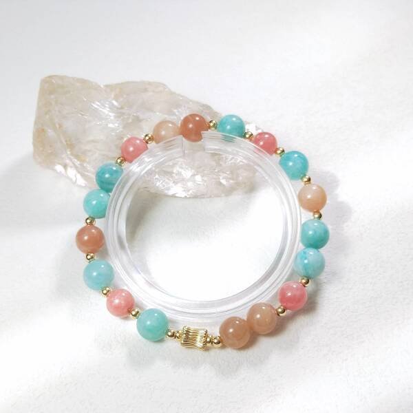 Bracelet en perles de rhodochrosite et d'amazonite