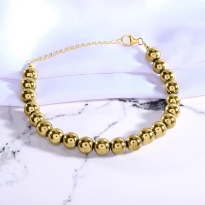 Bracelet en plaqué or et perles de pyrite dorée