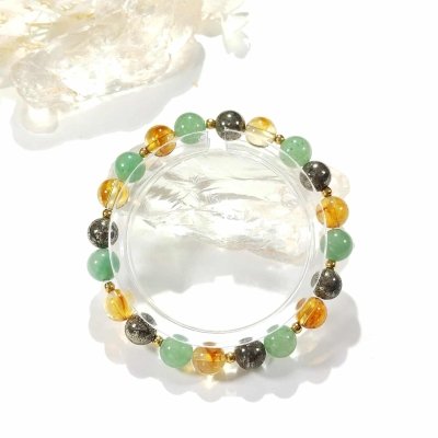 Bracelet en pyrite, aventurine verte et citrine