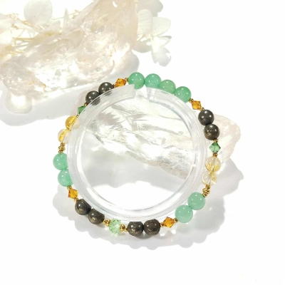 Bracelet en pyrite, aventurine verte et citrine