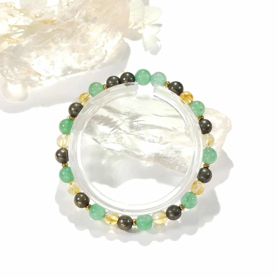 Bracelet en pyrite, aventurine verte et citrine