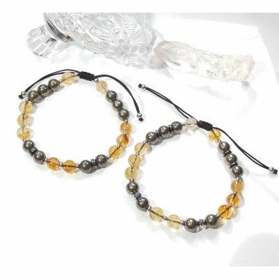 Bracelet en pyrite, hématite et citrine pour homme