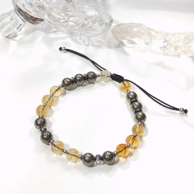 Bracelet en pyrite, hématite et citrine pour homme