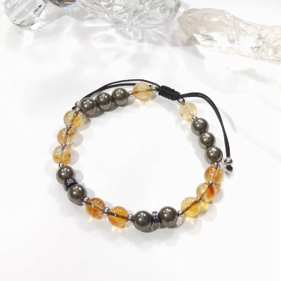 Bracelet en pyrite, hématite et citrine pour homme