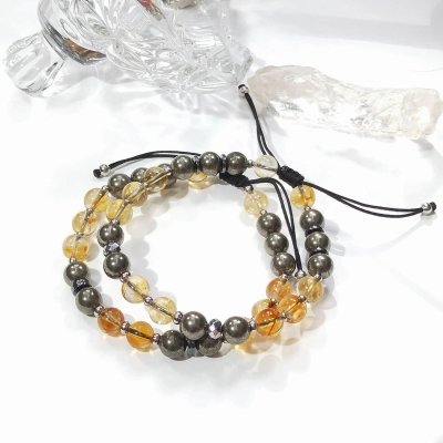 Bracelet en pyrite, hématite et citrine pour homme