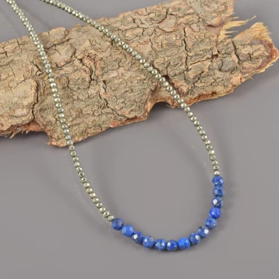 Collier en perles de pyrite et lapis lazuli