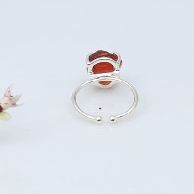 Bague réglable en argent et cornaline