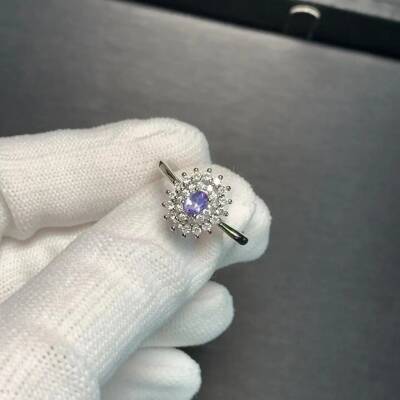 Bague solitaire ajustable en tanzanite