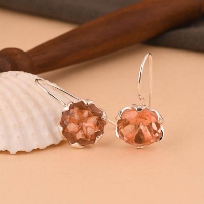 Boucles d'oreilles en argent et morganite