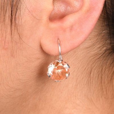 Boucles d'oreilles en argent et morganite
