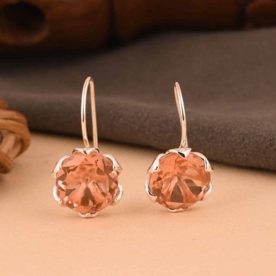 Boucles d'oreilles en argent et morganite