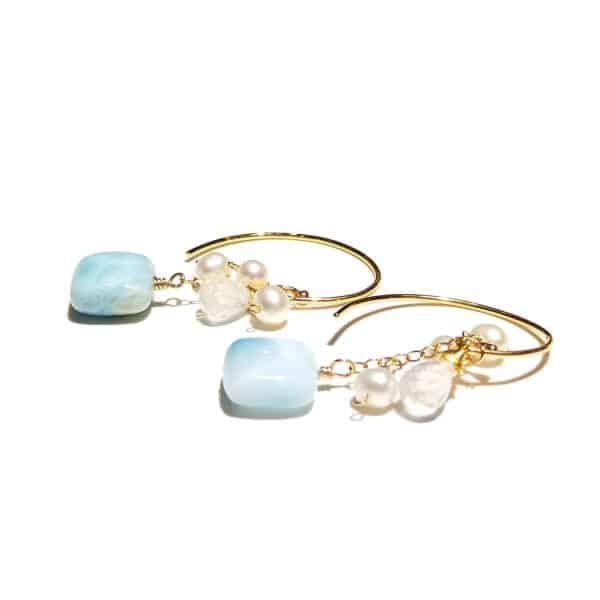 Boucles d'oreilles en larimar et pierre de lune