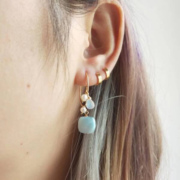 Boucles d'oreilles en larimar et pierre de lune