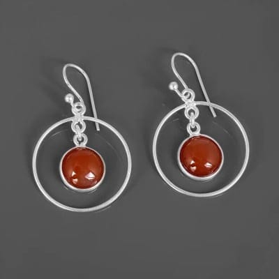 Boucles d'oreilles pendantes en argent et cornaline