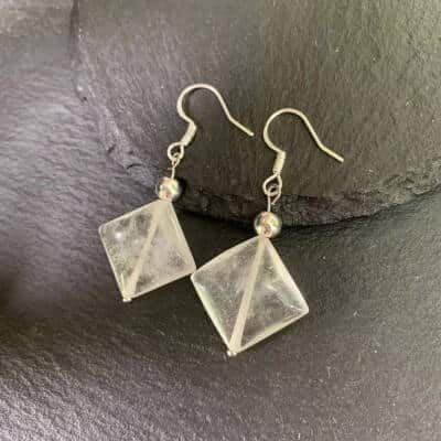 Boucles d'oreilles pendantes en cristal de roche