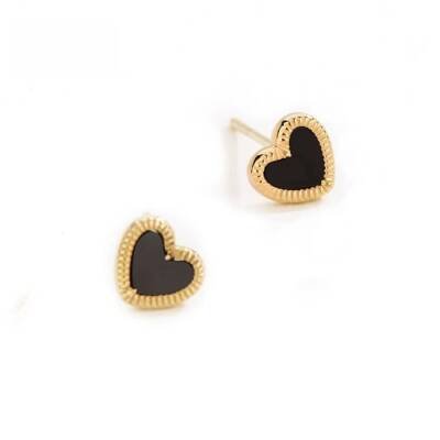 Boucles d'oreilles puces en or et onyx noir
