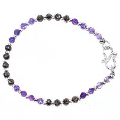 Bracelet en pyrite et améthyste