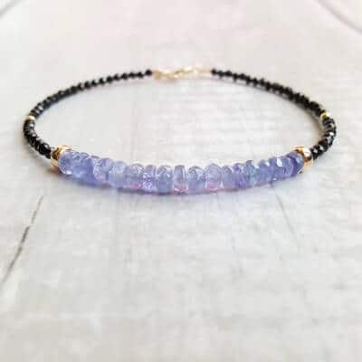 Bracelet en spinelle noir et tanzanite