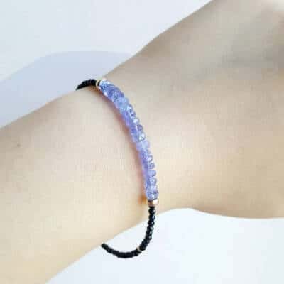 Bracelet en spinelle noir et tanzanite