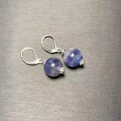 Boucles d'oreilles dormeuses en argent avec fluorite