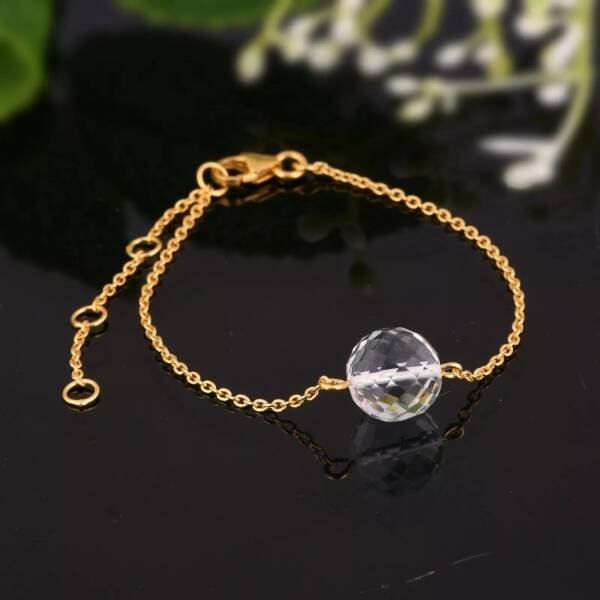 Bracelet avec cristal de roche facetté