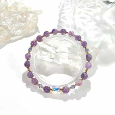 Bracelet en perles de lépidolite pour femme