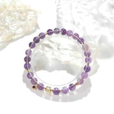 Bracelet en perles de lépidolite pour femme