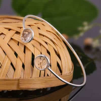 Bracelet jonc en argent et cristal de roche