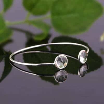 Bracelet jonc en argent et cristal de roche