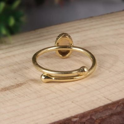 Bague jonc en plaqué or avec opale pour femme