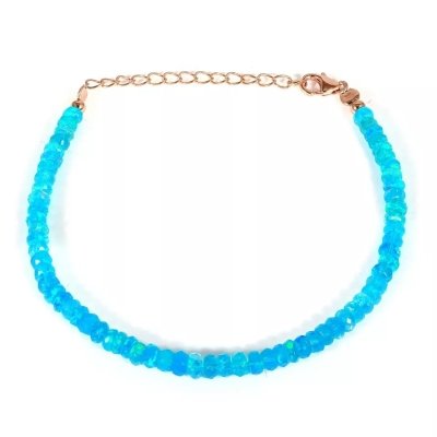 Bracelet en argent et opale bleue