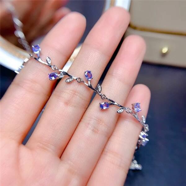 Bracelet en argent et tanzanite pour femme