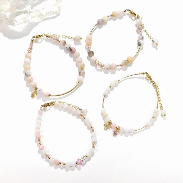 Bracelet en or avec opale rose et dendritique